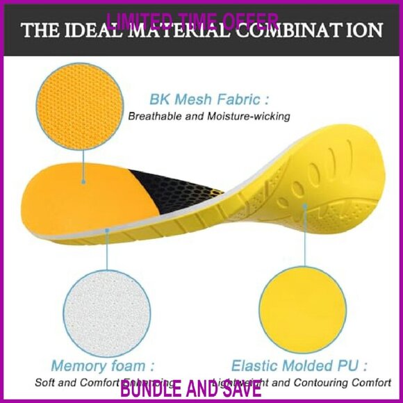 Men\'s Shock Absorbing Memory Foam Insoles Size M13-M14 for All-Day Comfort main image 6